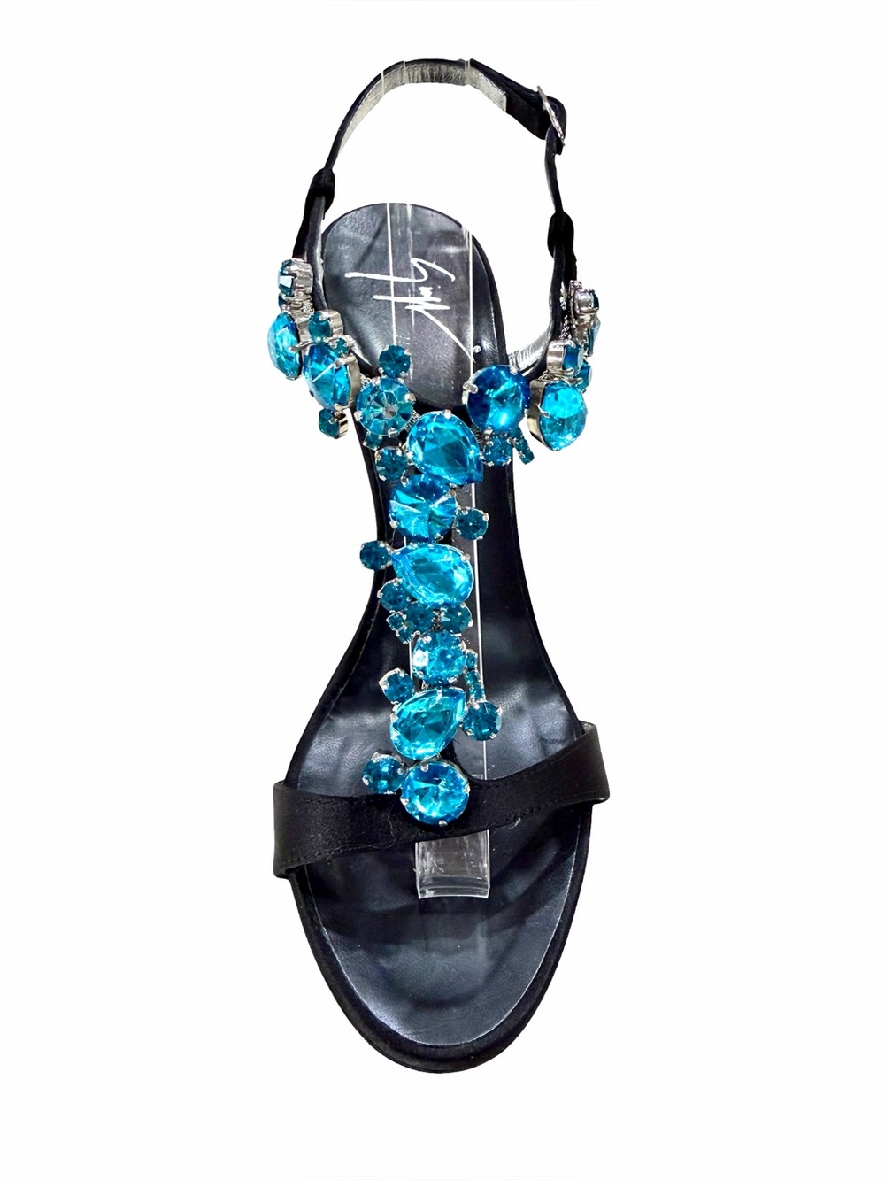 Guiseppe Zannoti Heels With Blue Chrystal Embellishment Very Light Wear Y2K